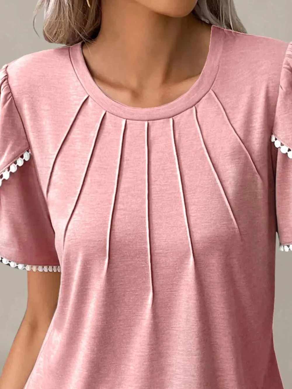 Full Size Round Neck Petal Sleeve Blouse Plus Size, image 16