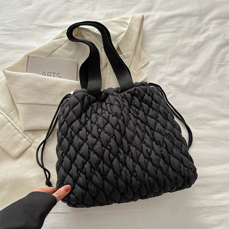 Drawstring Bubble Texture Tote Bag, image 9