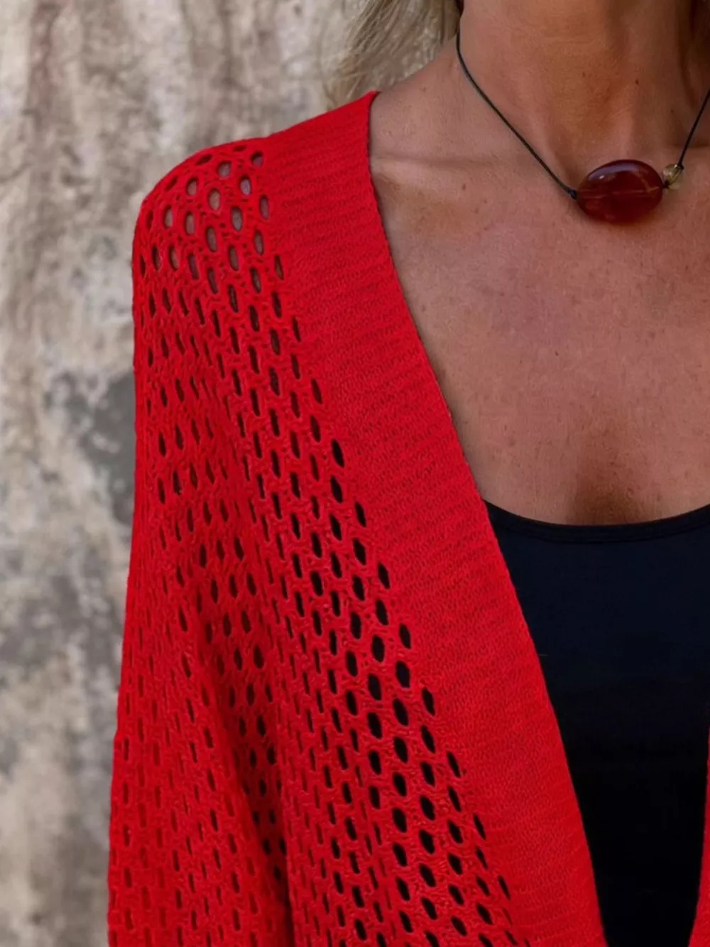 Tie-Front Crochet Knit Cover Up, image 9