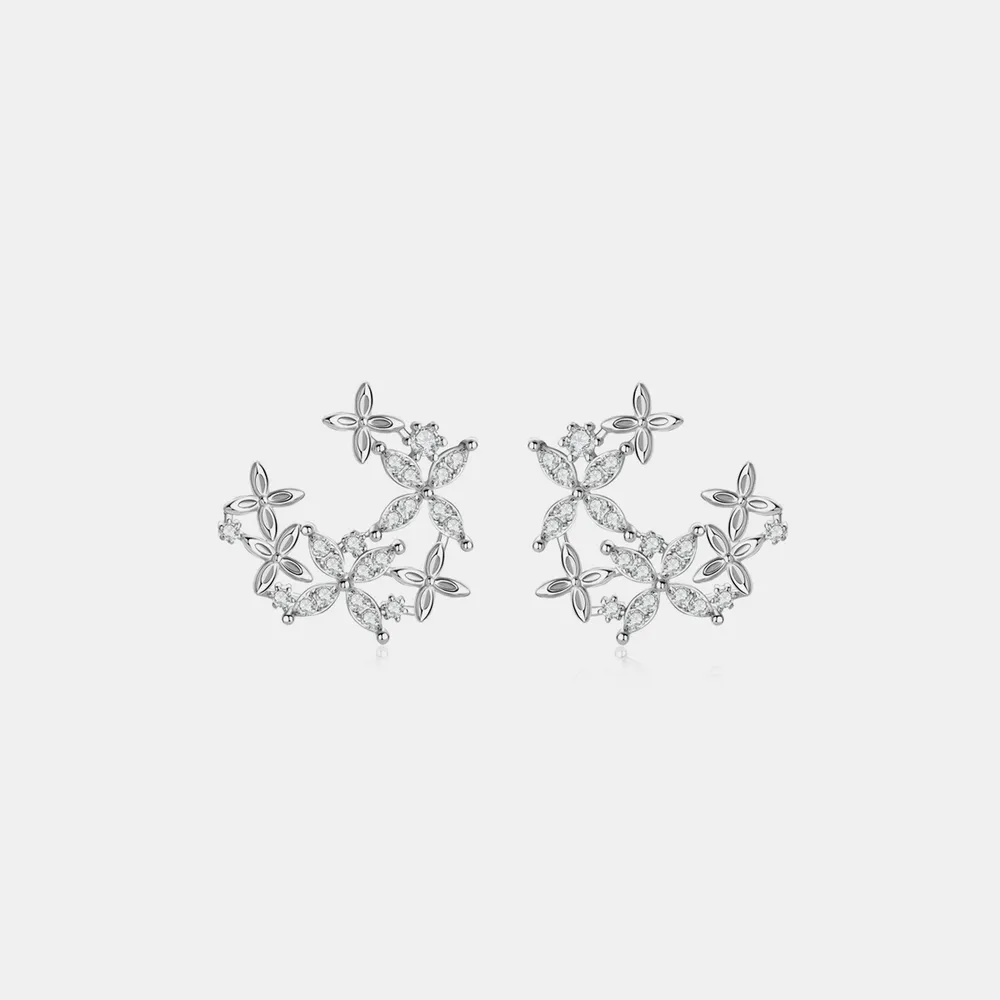 925 Sterling Silver Moissanite Lucky Clover Earrings, image 4