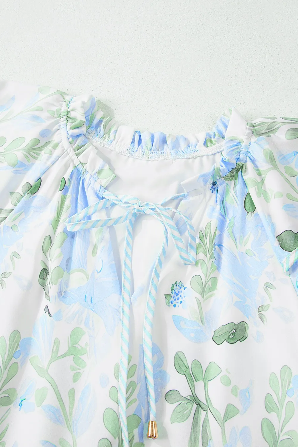 Floral Contrast Edge Layered Short Sleeve Mini Dress, image 26