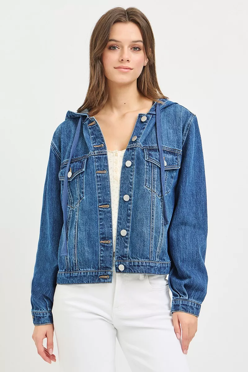 Basic Denim Jacket with Hoodie