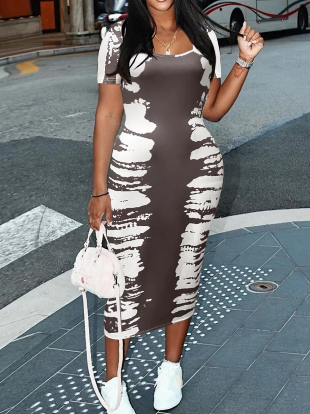 Plus Size Square Neck Short Sleeve Dress, image 7