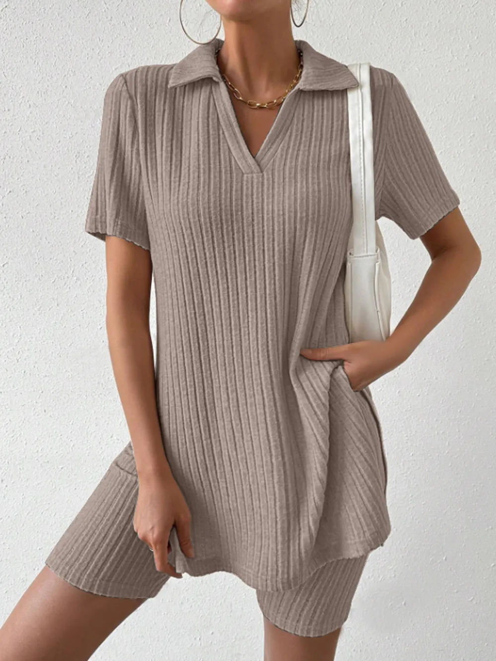 Johnny Collar Short Sleeve Top and Shorts Set, image 11