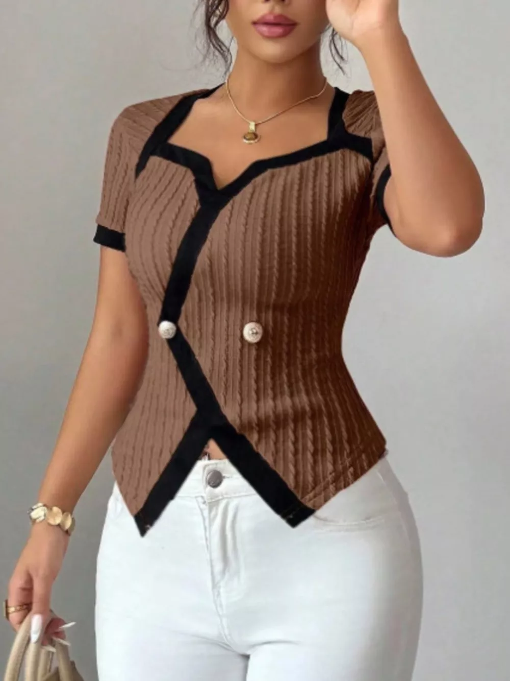 Contrast Trim Short Sleeve T-Shirt, image 3