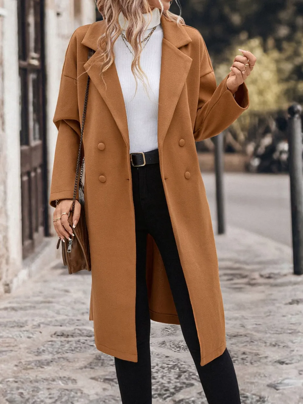 Dropped Shoulder Tie Waist Coat, image 6