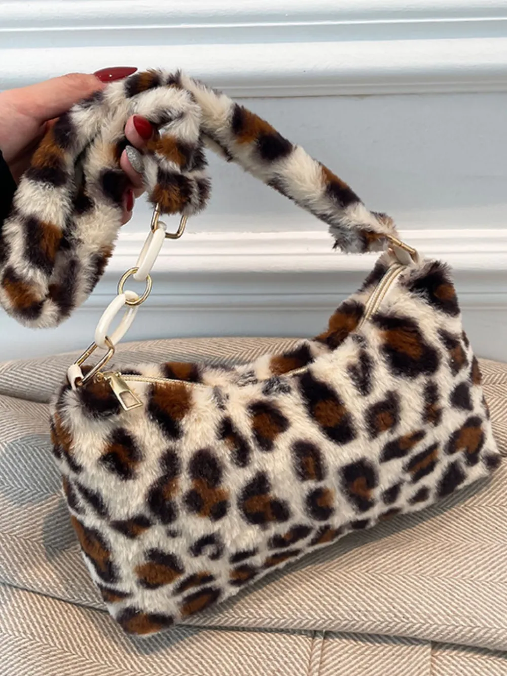 Leopard Fluff Shoulder Bag, image 14