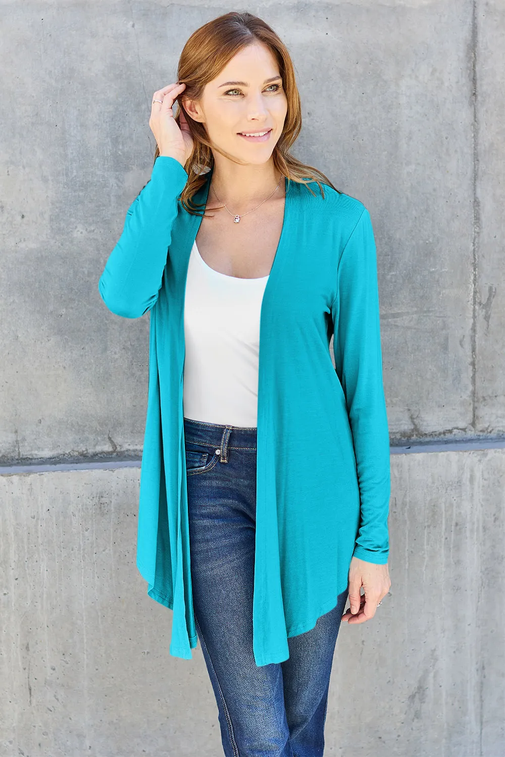 Full Size Open Front Long Sleeve Cardigan, image 20