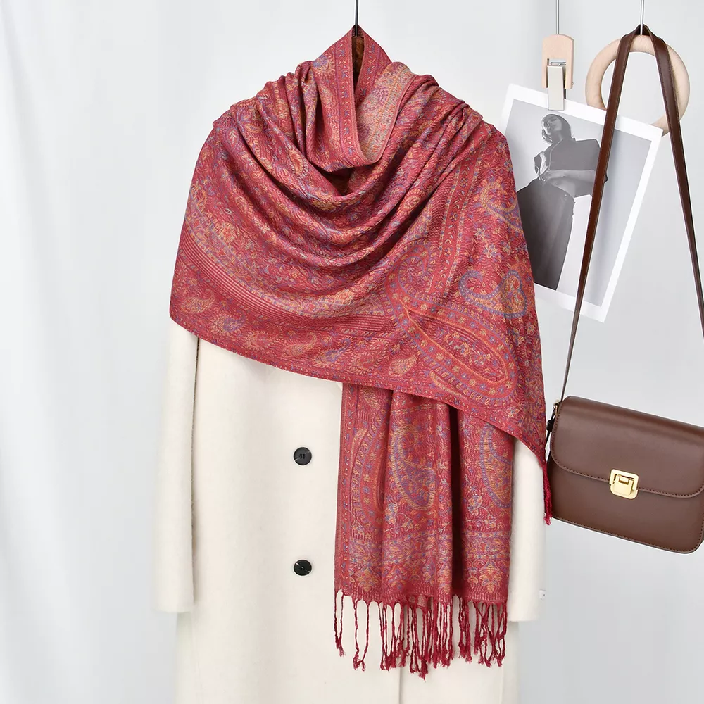 Paisley Patterned Raw Hem Scarf, image 2