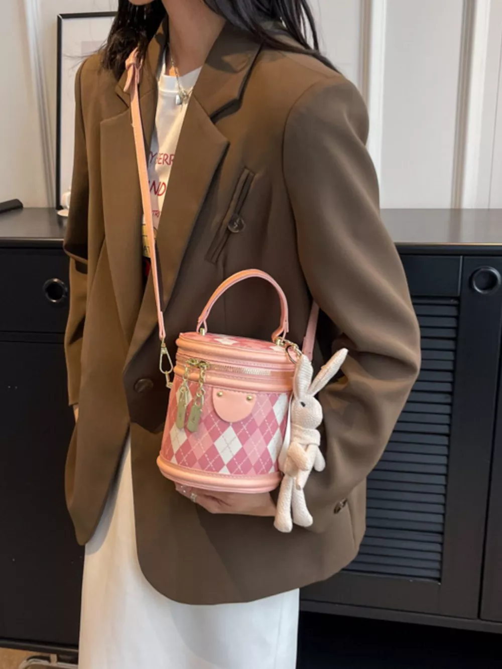 Plaid Bucket Crossbody Bag, image 5