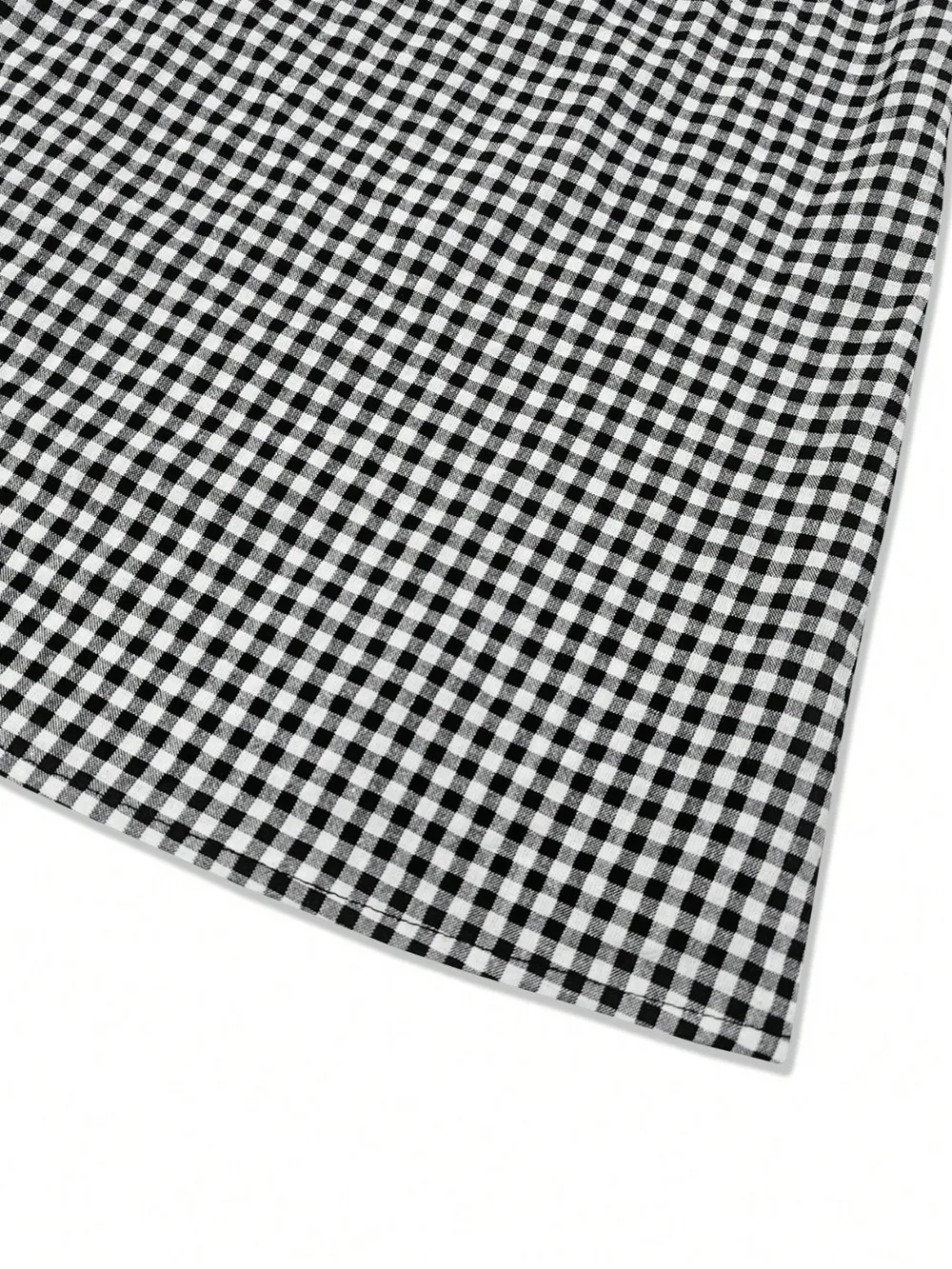 Smocked Plaid Round Neck Layered Short Sleeve Blouse, image 6