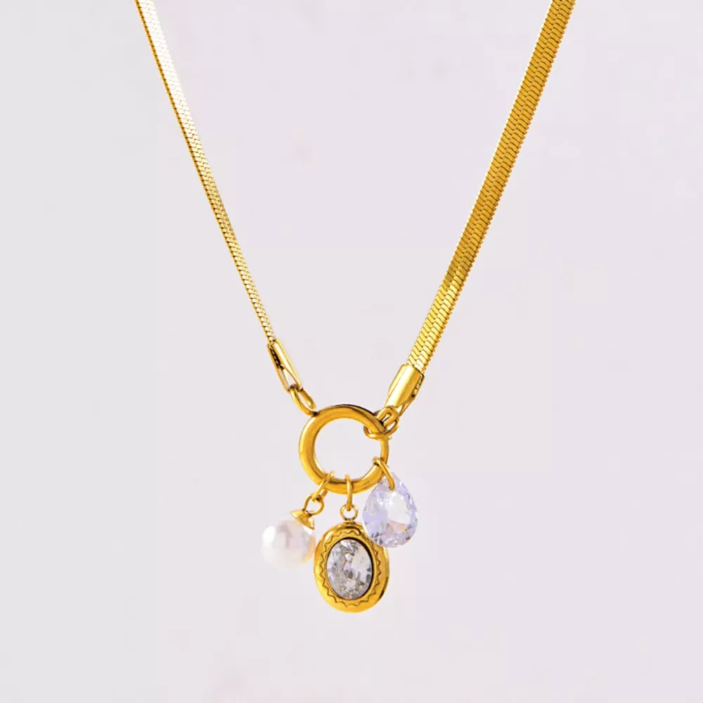 18K Gold-Plated Herringbone Chain Necklace, image 2