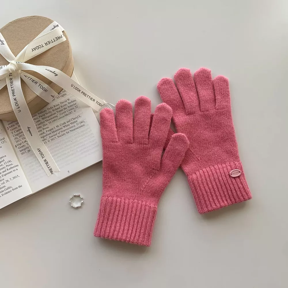 Knitted Solid Color Gloves, image 10