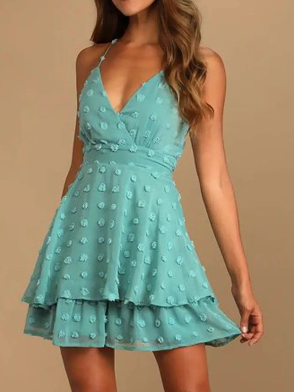 Swiss Dot V-Neck Cami Dress, image 7