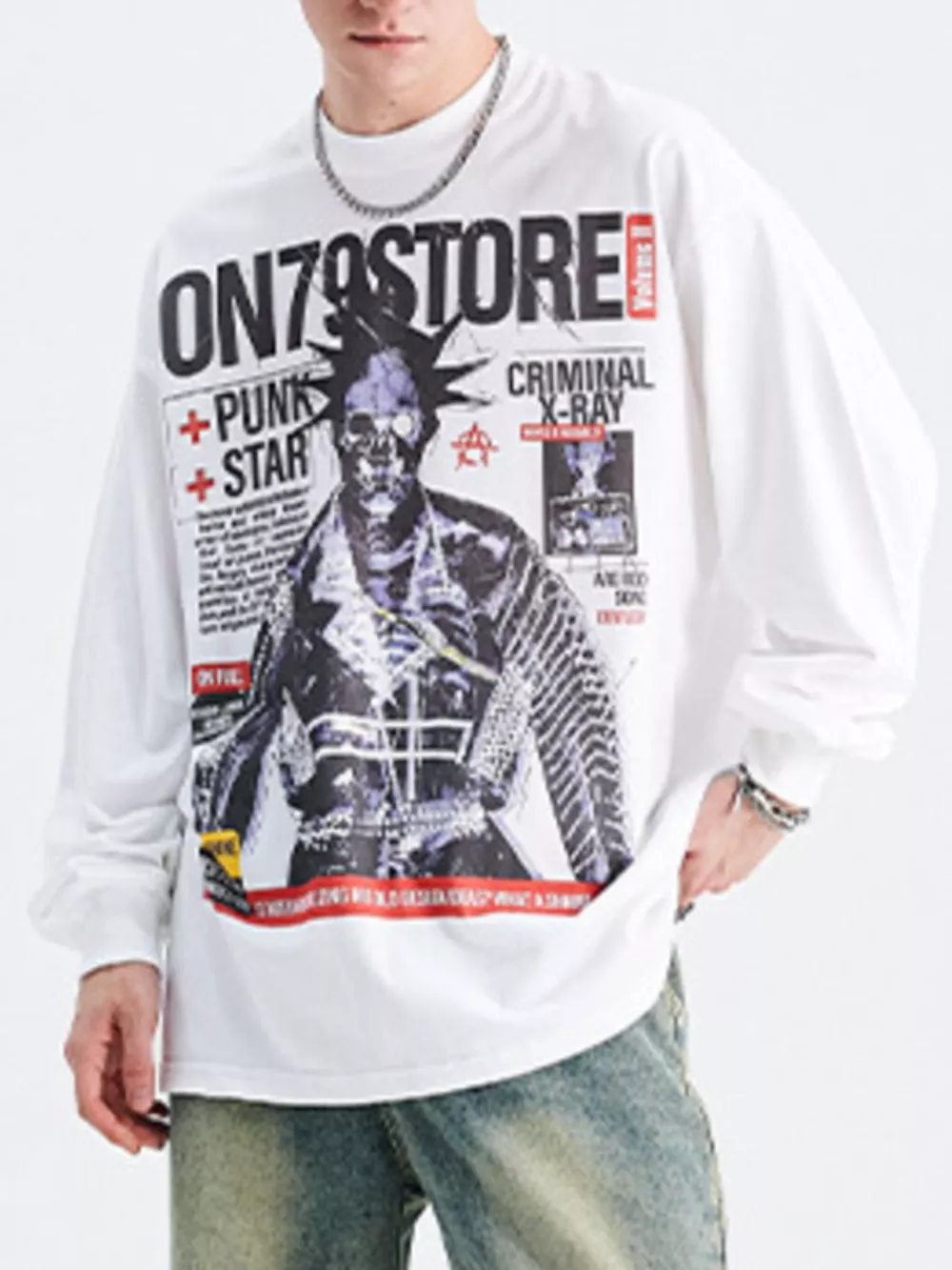 Men's Graphic Round Neck Long Sleeve T-Shirt, image 2