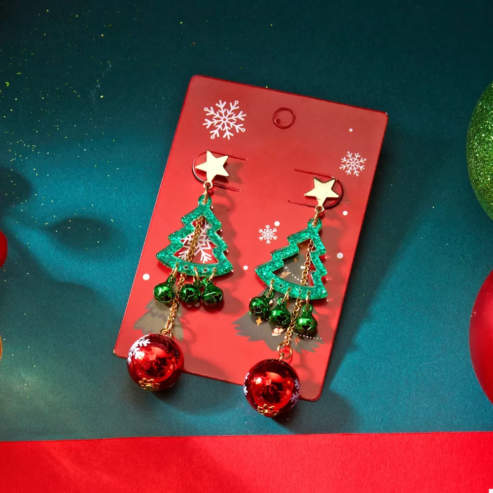 Christmas Tree Ball Drop Earrings, image 3