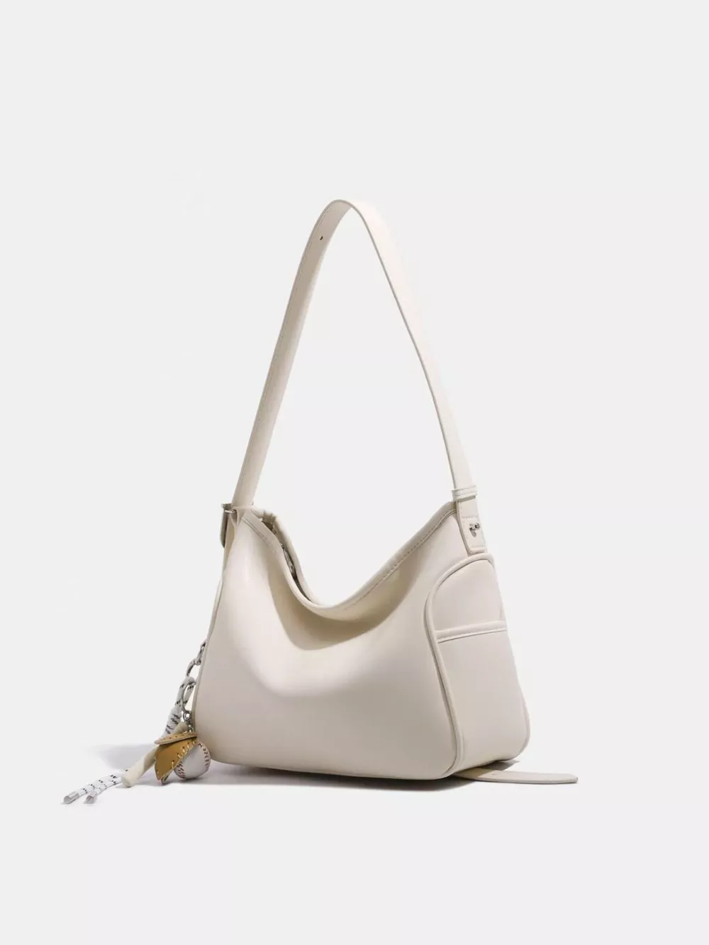 Hobo Shoulder Bag with Decorative Charms, image 3