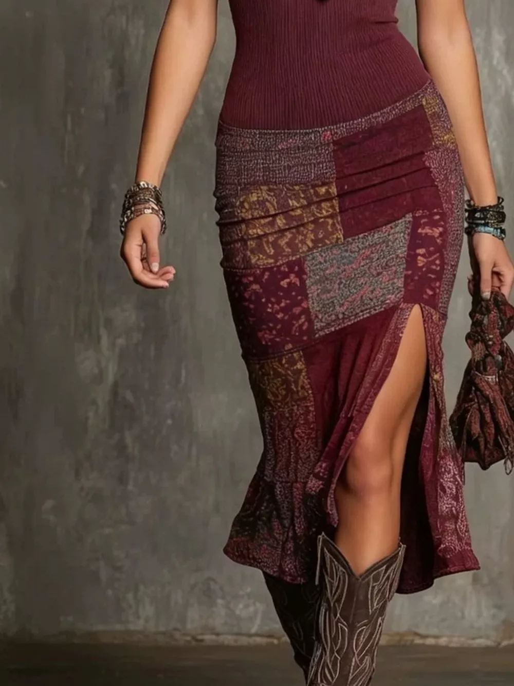 Slit Printed Sleeveless Midi Dress, image 9