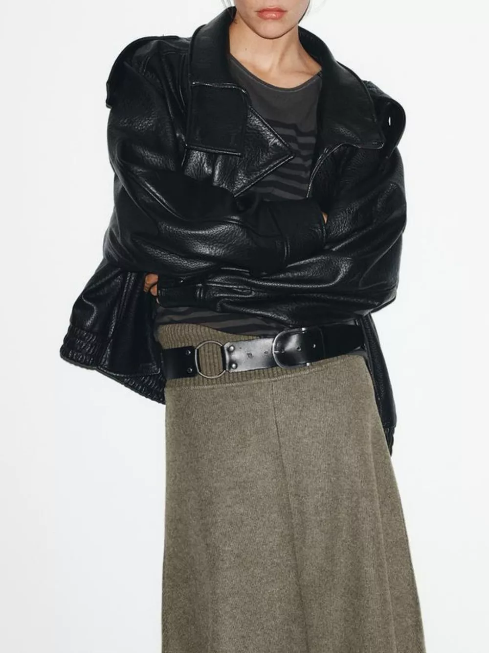 Zip-Up Faux Leather Moto Jacket, image 4