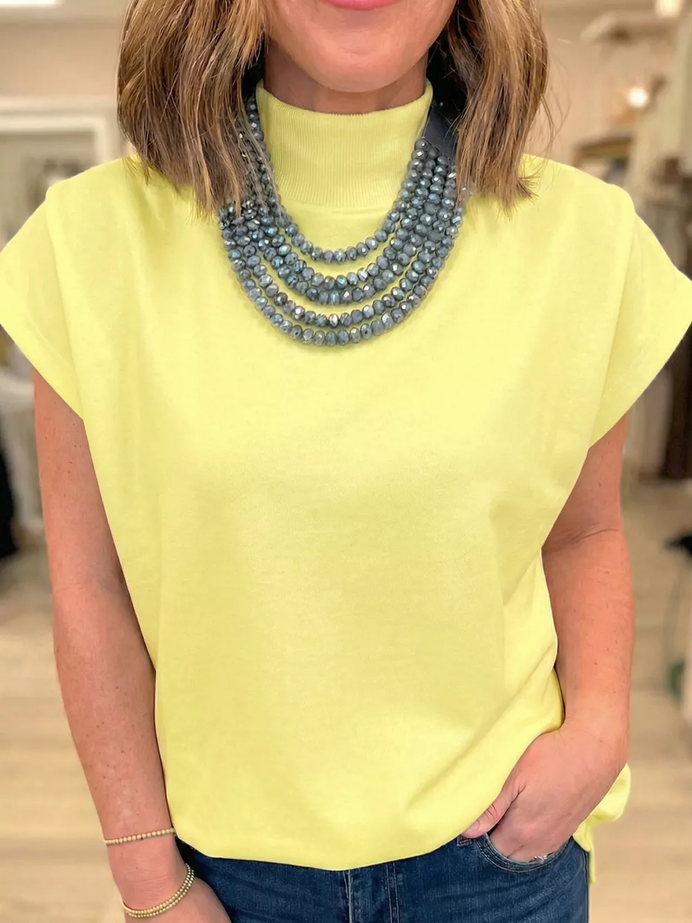 Mock Neck Cap Sleeve Blouse, image 5