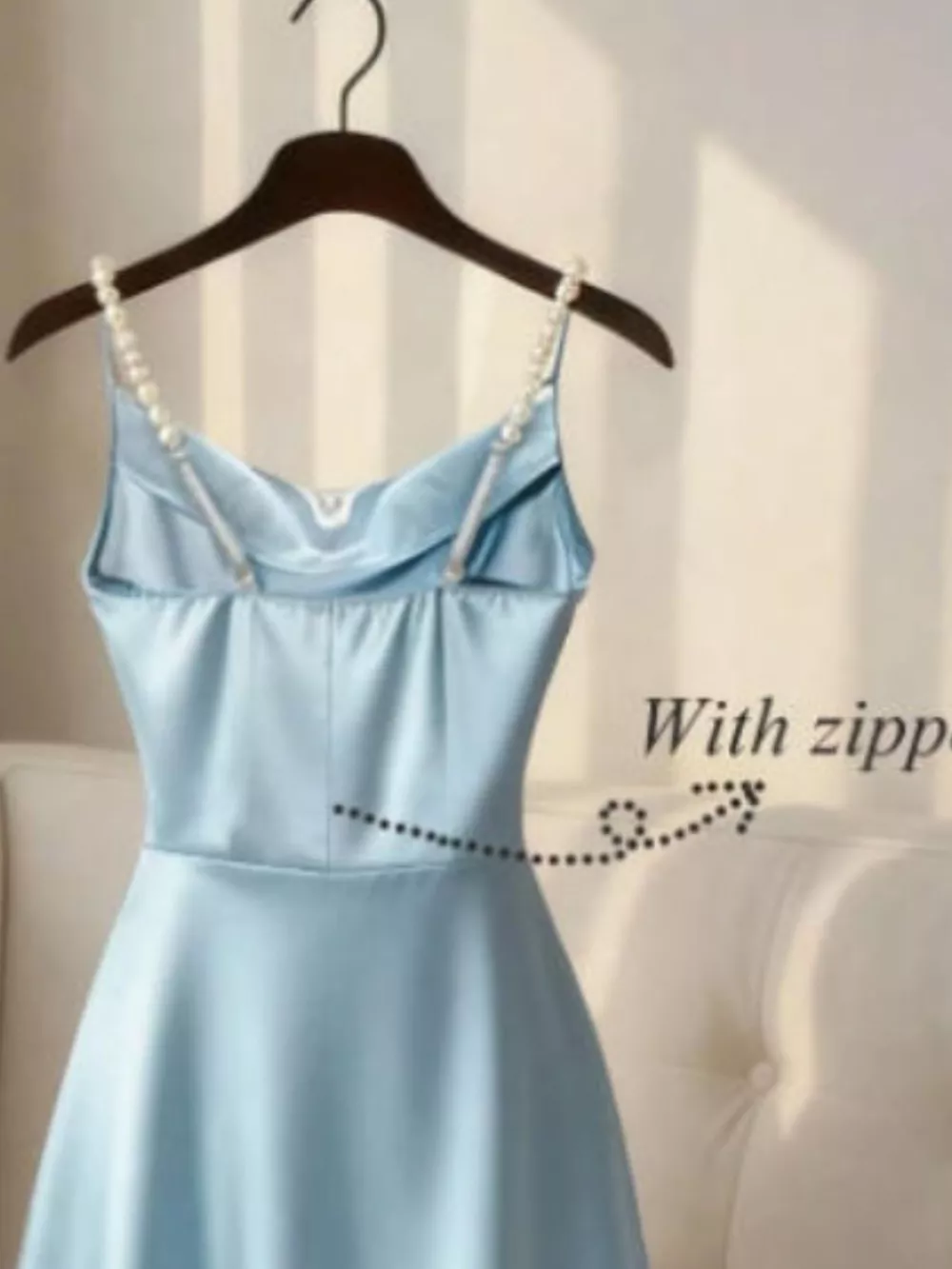 Pearl Strap Cowl Neck Satin Maxi Dress, image 7