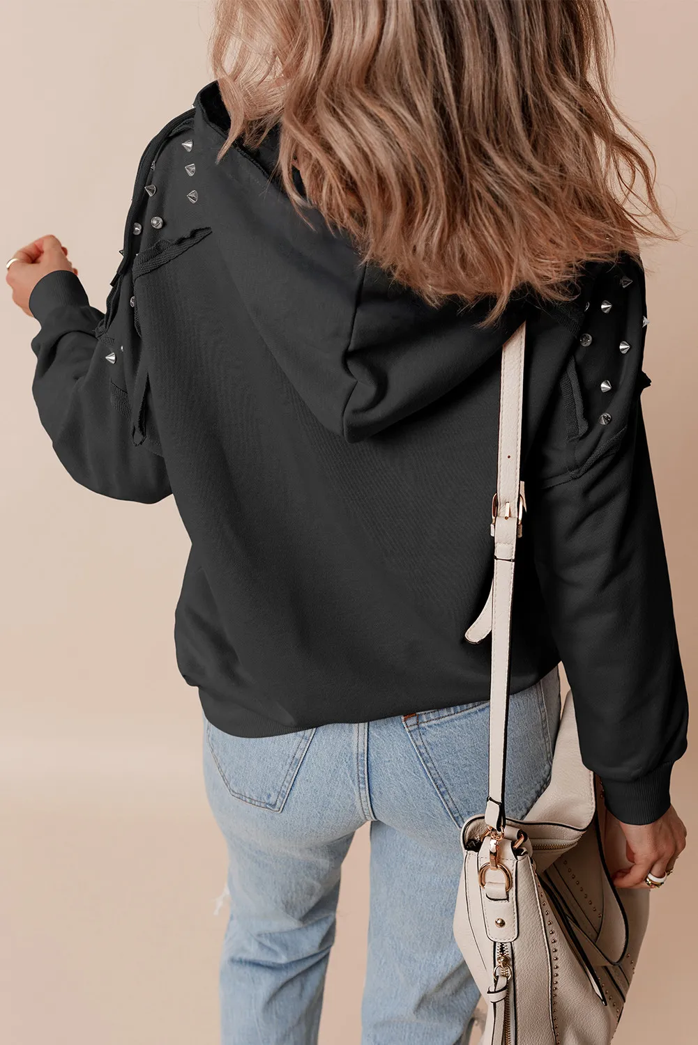 Rivet Drawstring Long Sleeve Hoodie, image 15