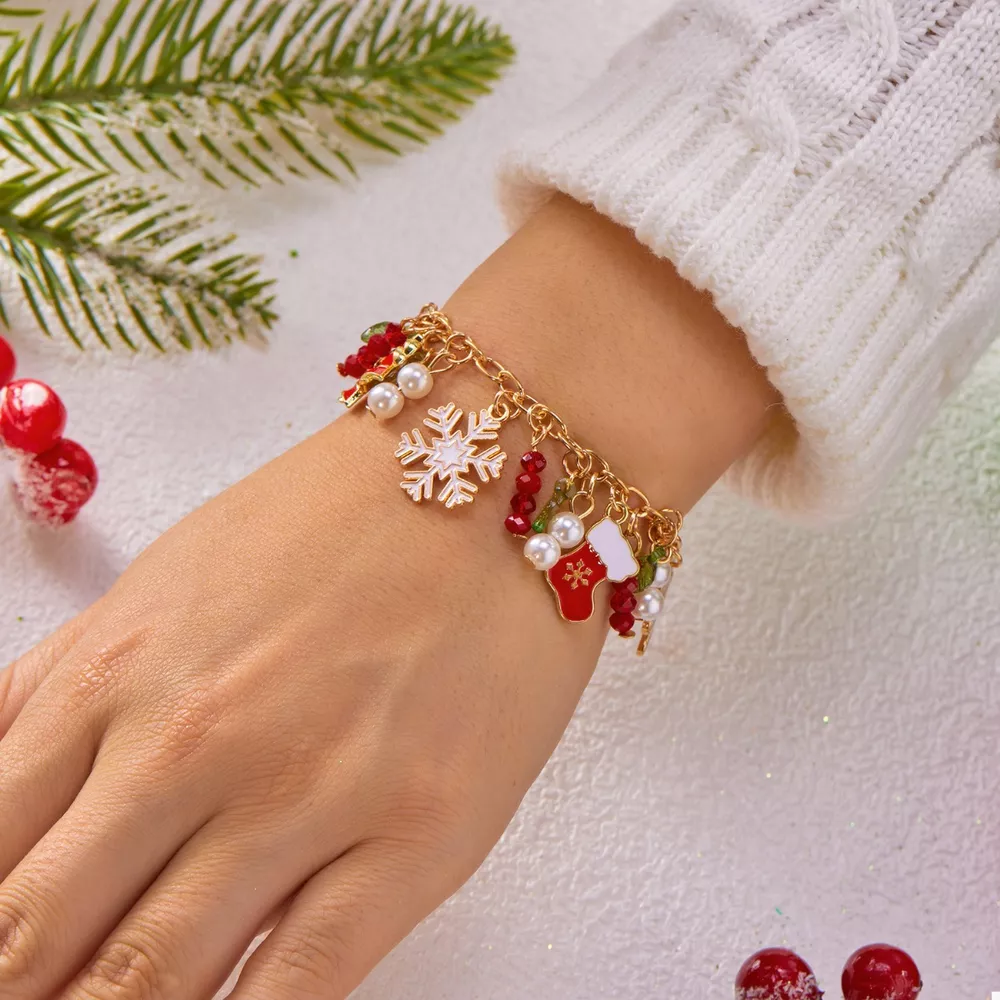 18K Gold-Plated Christmas Charm Bracelet, image 3