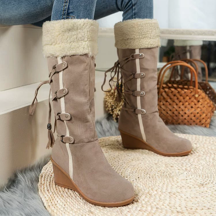 Round Toe Wedge Boots, image 5