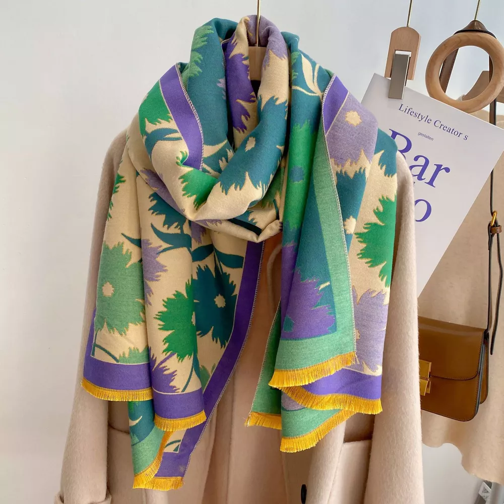 Floral Print Warm Winter Scarf, image 3