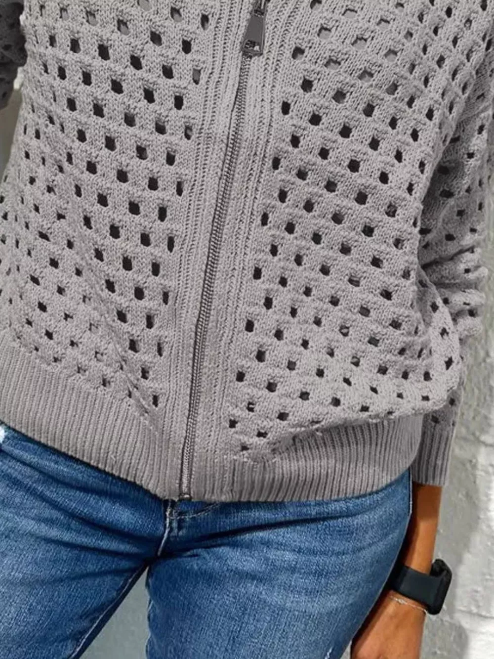 Full Size Crochet Knit Zip-Up Cardigan Plus Size, image 21