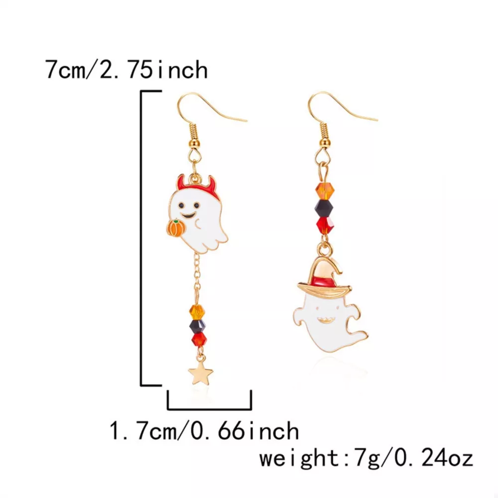 Halloween Ghost Pumpkin Drop Earrings, image 5