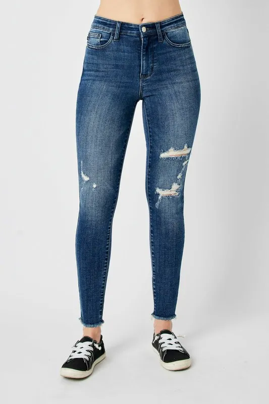 Full Size High Waist Distressed Skinny Jeans, image 6