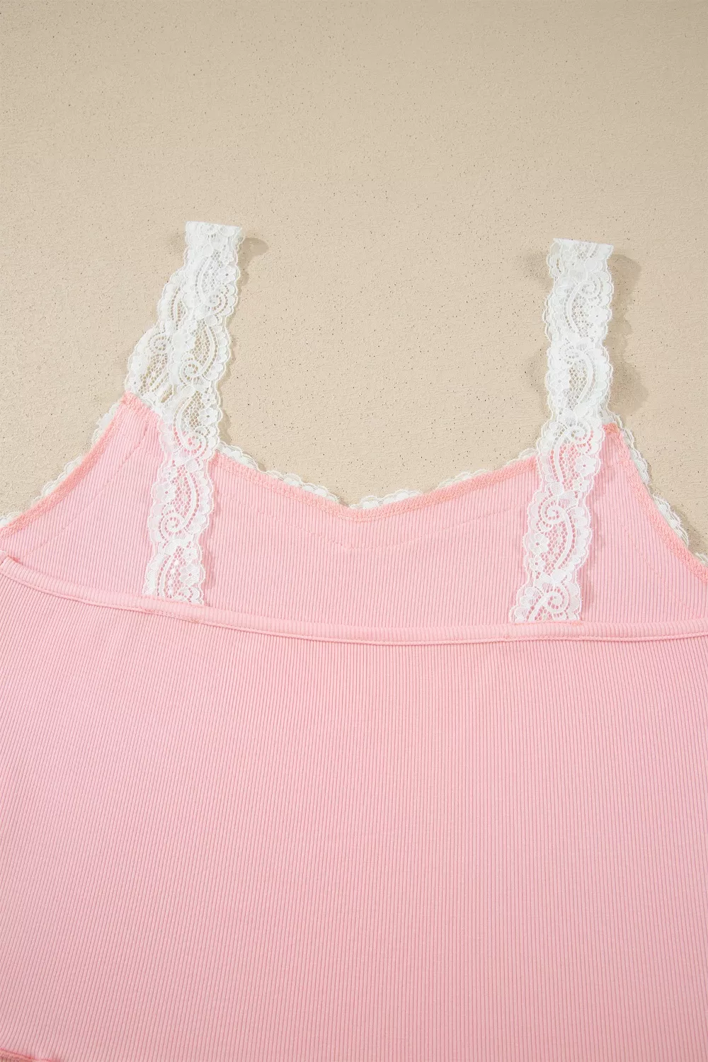 Ribbed Knit Lace Straps Patchwork Lettuce Hem Cropped Top Floral Short Lounge Set, image 8