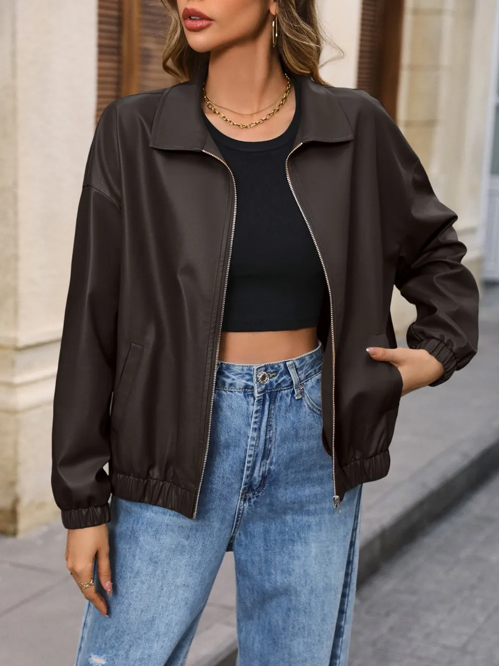 Zip Up Dropped Shoulder Jacket, image 11