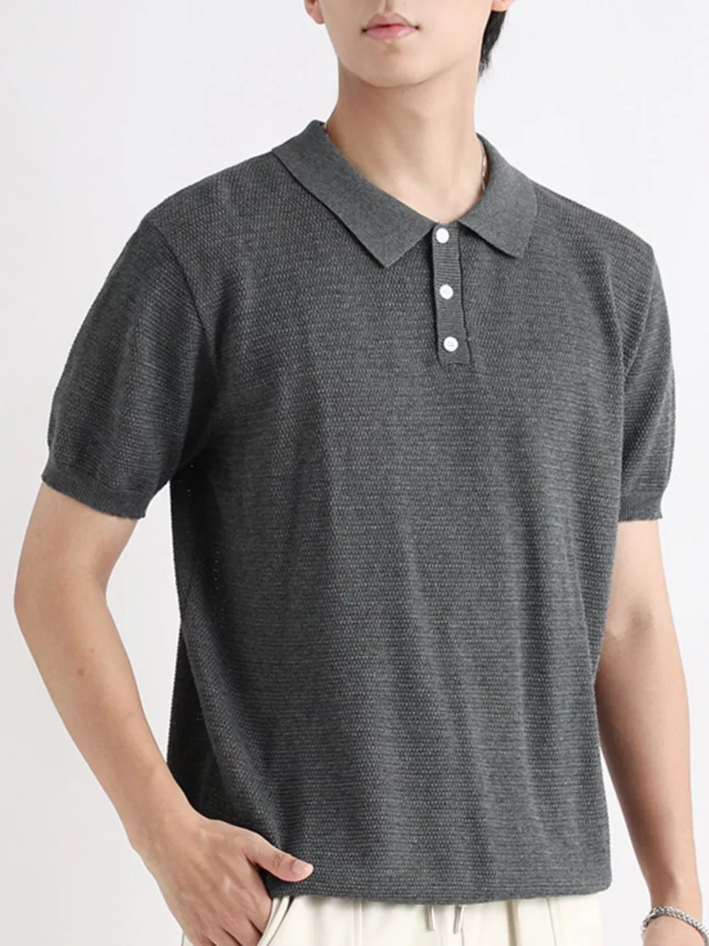Men's Plus Size Button Detail Short Sleeve Polo, image 7