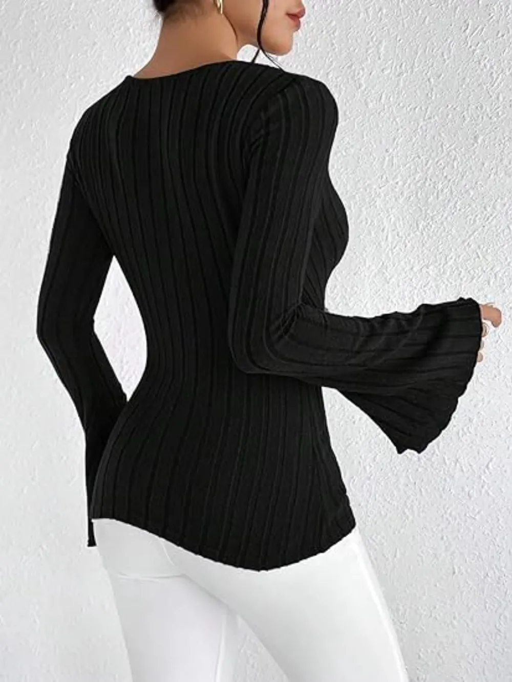 Ribbed Flare Sleeve Top, image 17