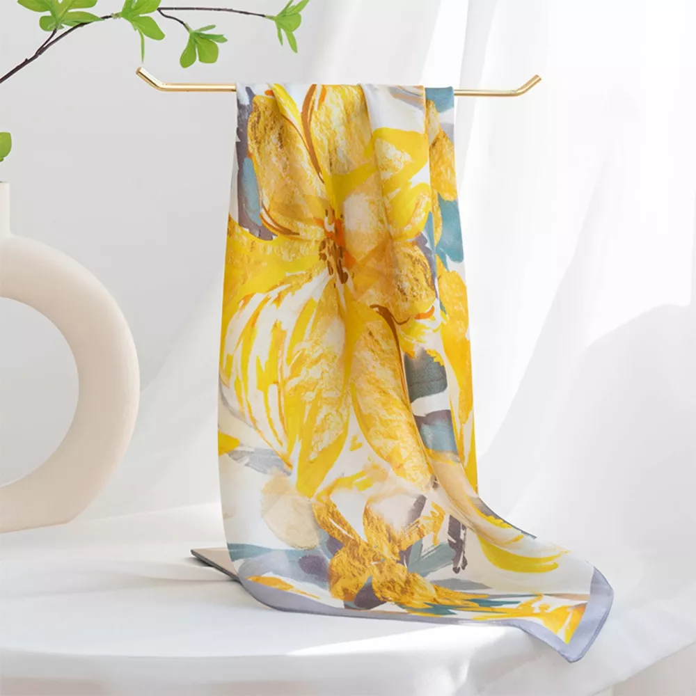 Floral Print Silk Square Scarf, image 2