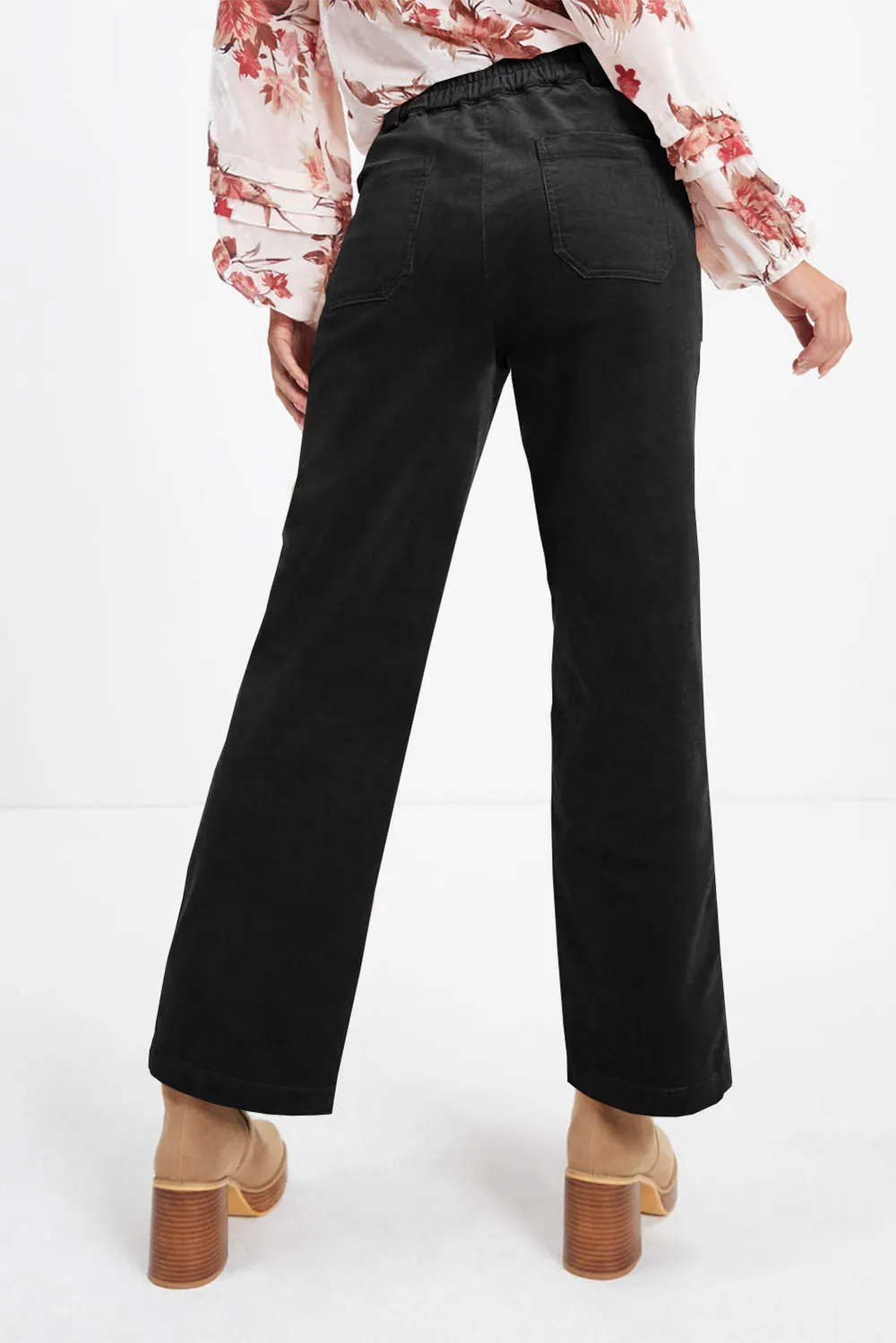 Half Elastic Waist Straight Pants, image 29