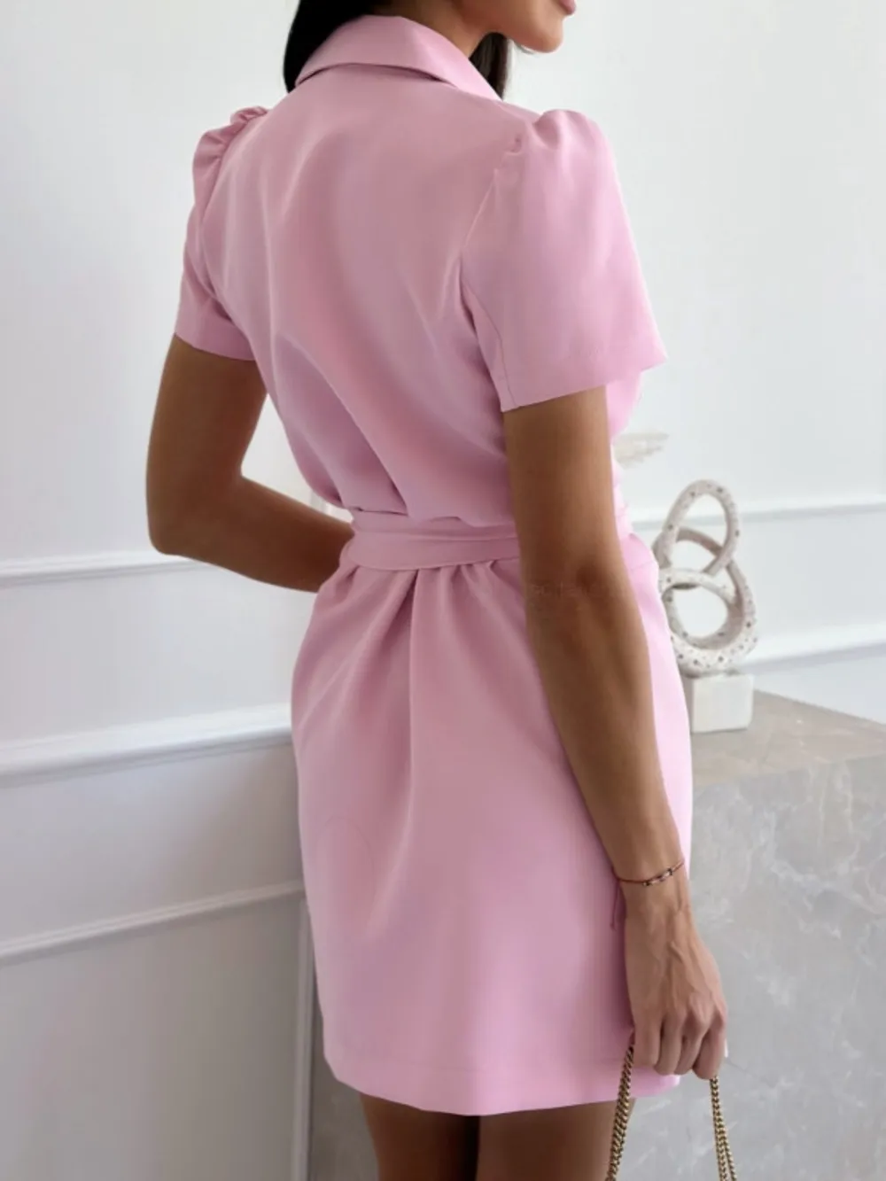 Short Sleeve Tie Waist Mini Dress, image 13