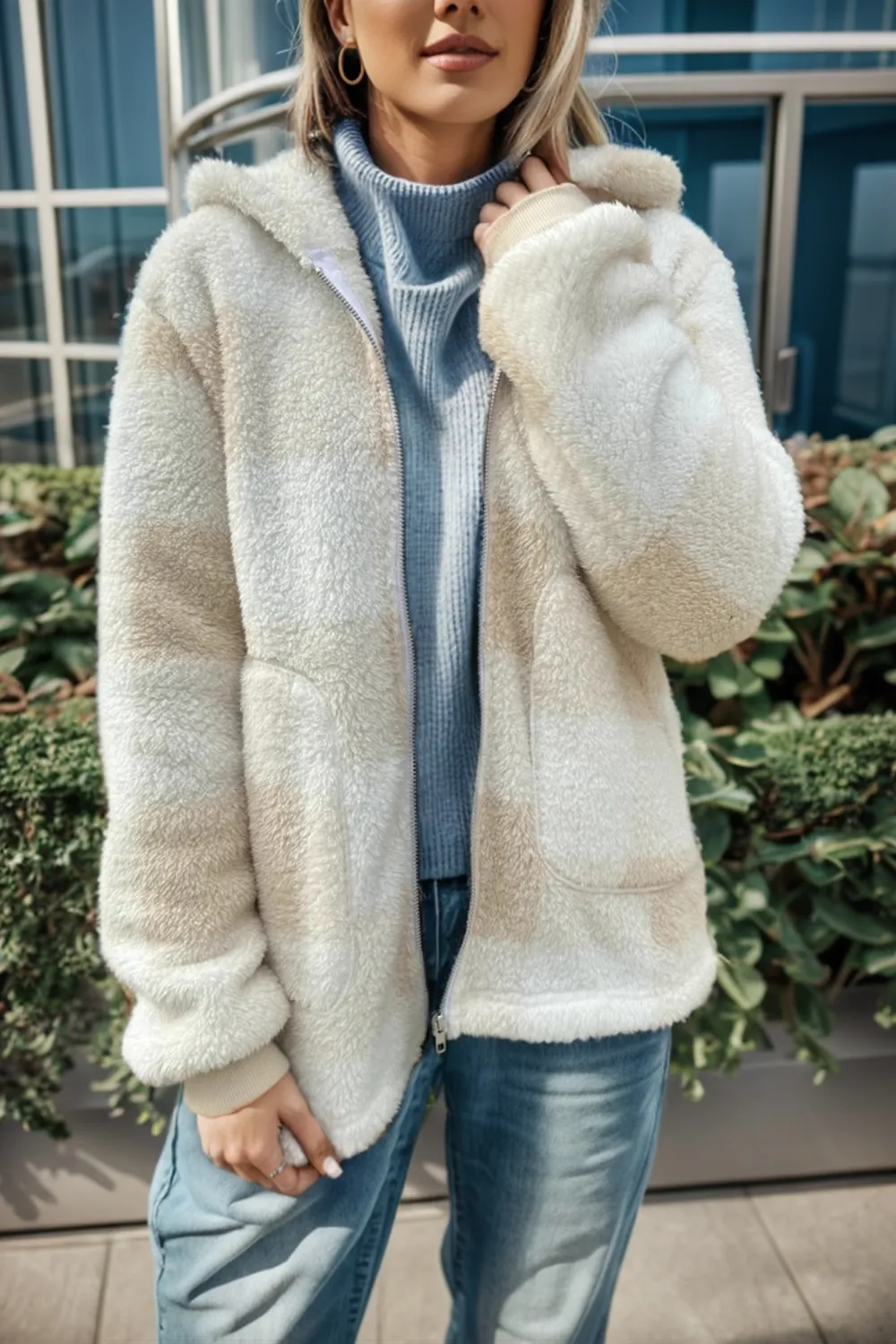Full Size Plaid Long Sleeve Hooded Coat, image 5