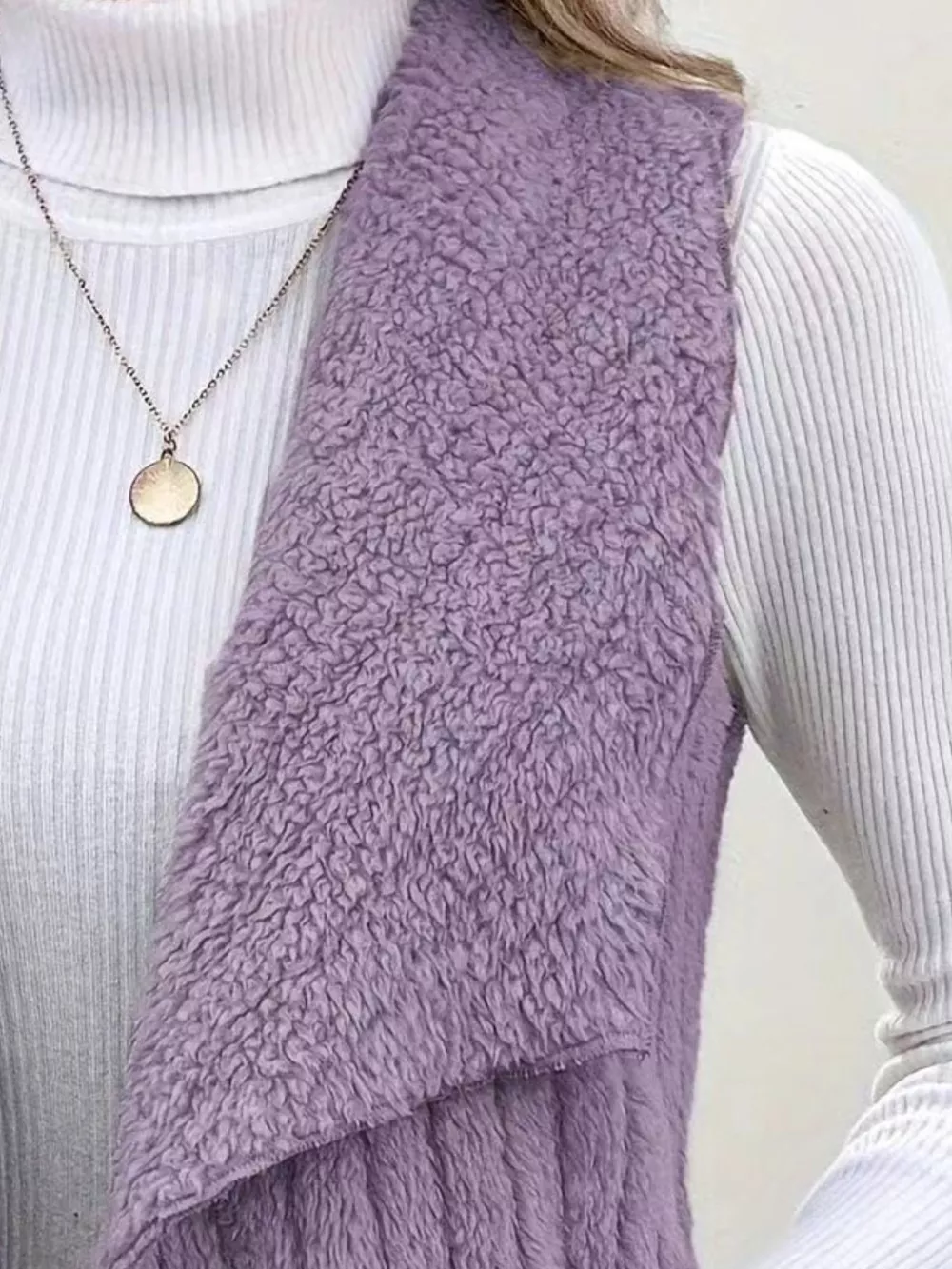 Cozy Fleece Open Front Vest Coat, image 7