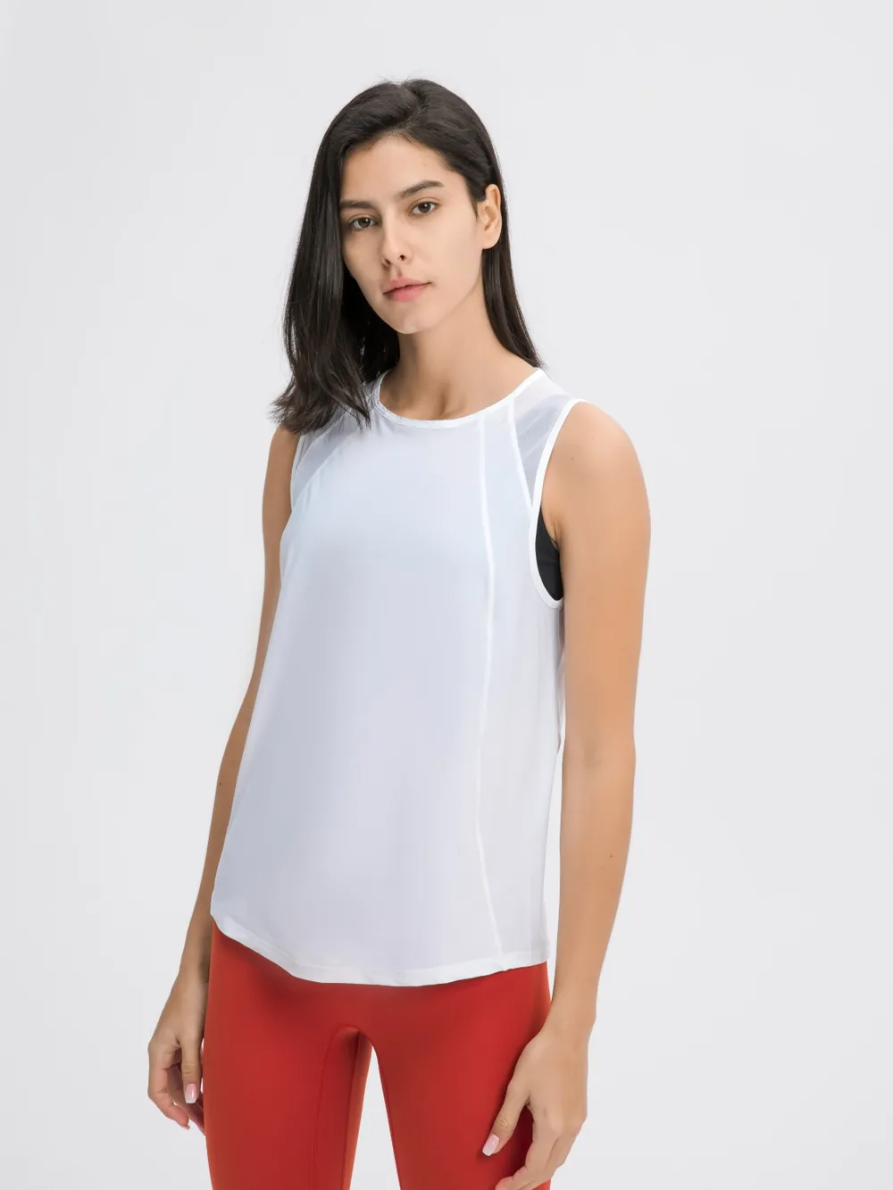 Cutout Back Round Neck Active Tank, image 32
