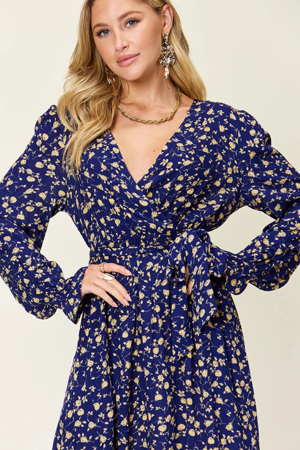 Full Size Tie Back Flounce Sleeve Dress, image 4