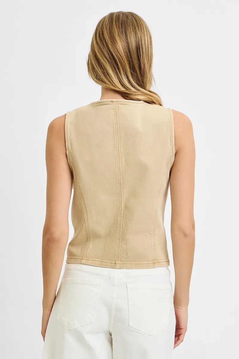 Full Size V Neck Button Down Vest Plus Size, image 2