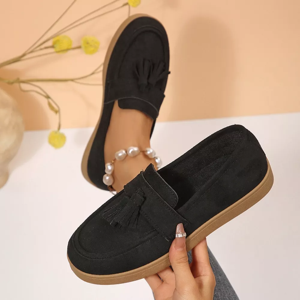 Tassel Suede Loafers with Comfortable Flat Sole, image 8