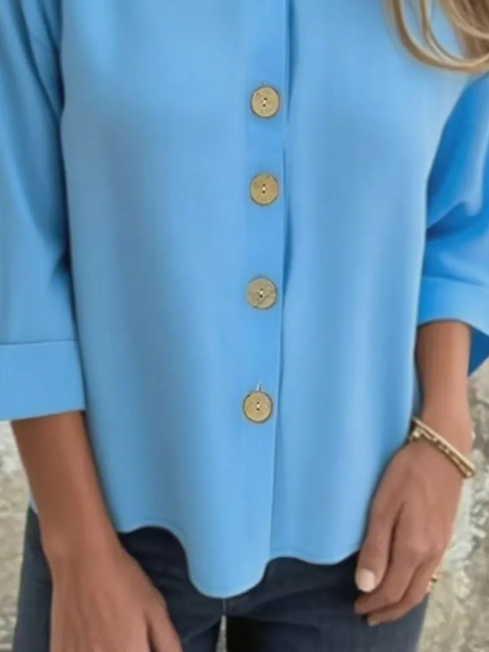 Full Size Button-Front 3/4 Sleeve Casual Blouse Plus Size, image 11