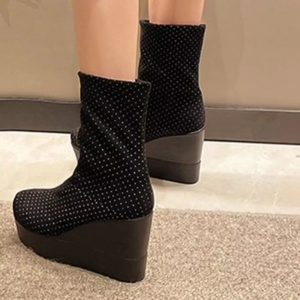 Round Toe Wedge Boots, image 7