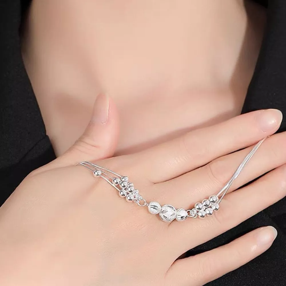 925 Sterling Silver Bead Chain Bracelet, image 5
