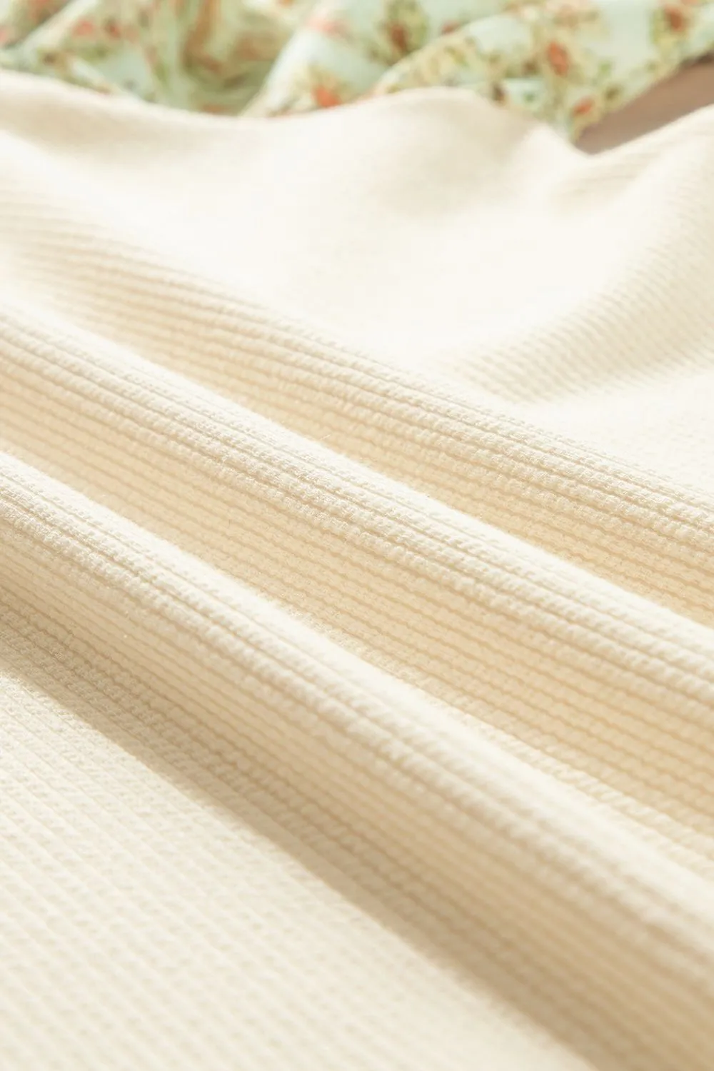 Floral Puff Sleeve Ribbed Blouse, image 10