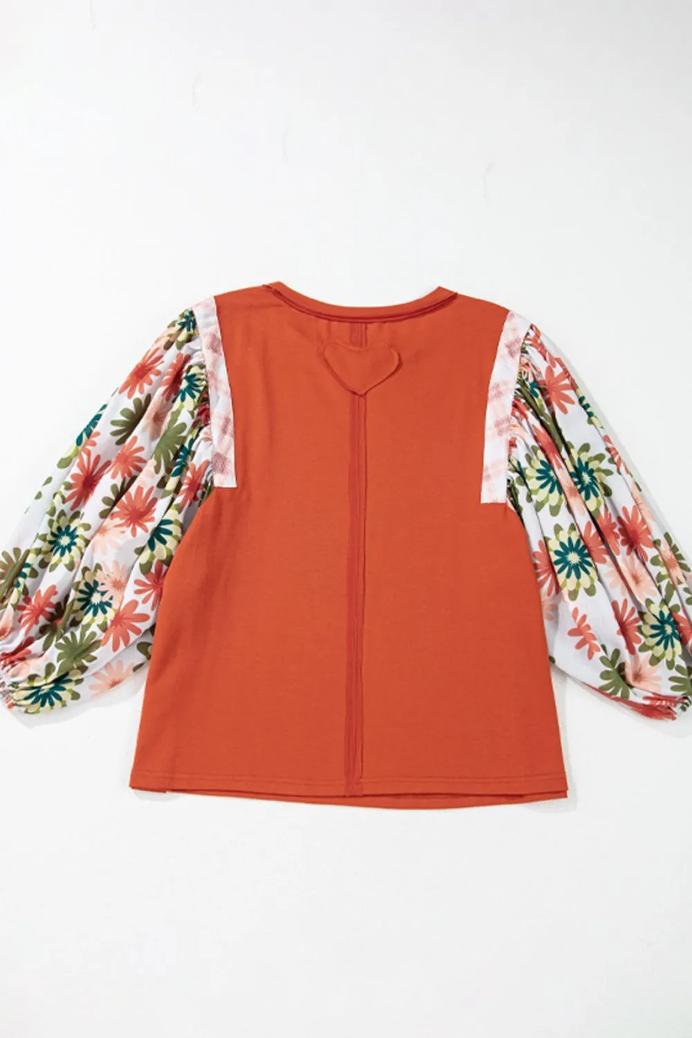 Printed Round Neck Balloon Sleeve Blouse, image 10